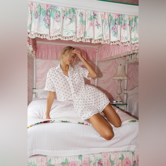 YLLW ROSY FLORAL SHORT SLEEVE SHIRT & SHORTS SET FRENCH FLORETS YELLOW THE LABEL - Picture 6 of 11